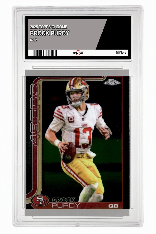 2025 TOPPS CHROME #262 BROCK PURDY MPE 10 GEM/MT — graded card up for auction