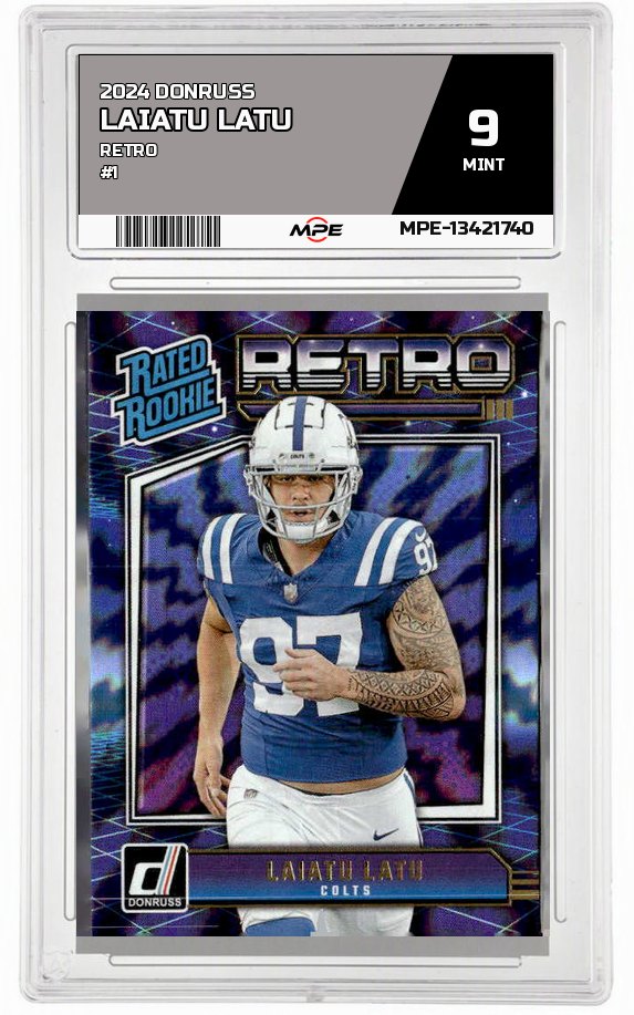 2024 DONRUSS RETRO #1 LAIATU LATU MPE 9 MINT — graded card auctioned from the MPE vault