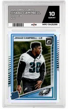 2025 DONRUSS OPTIC HOLO PRIZM #266 JIHAAD CAMPBELL MPE 10 GEM/MT — graded card up for auction