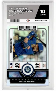 2026 TOPPS CHROME BIG TICKET PLAYER #BTP-21 JULIO RODRÍGUEZ MPE 10 GEM/MT — graded card up for auction