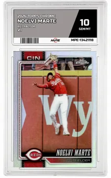 2026 TOPPS CHROME REFRACTOR #11 NOELVI MARTE MPE 10 GEM/MT — graded card up for auction