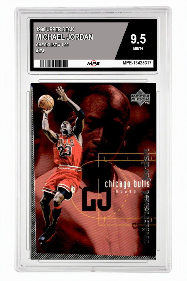 1998 UPPER DECK CHECKLIST # 1 90 #174 MICHAEL JORDAN MPE 9.5 MINT+ — graded card up for auction