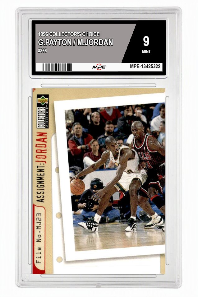 1996 COLLECTOR'S CHOICE #366 G.PAYTON / M.JORDAN MPE 9 MINT — graded card up for auction