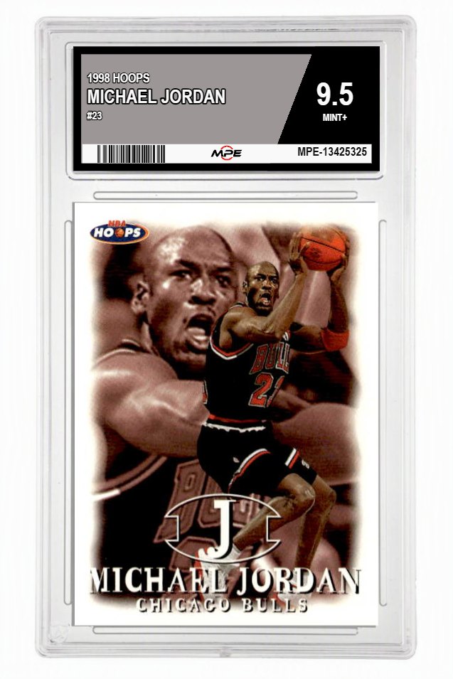 1998 HOOPS #23 MICHAEL JORDAN MPE 9.5 MINT+ — graded card up for auction