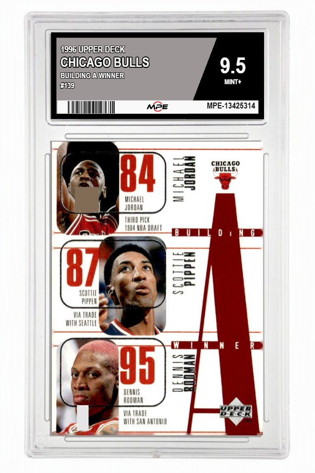 1996 UPPER DECK BUILDING A WINNER #139 CHICAGO BULLS MPE 9.5 MINT+ — graded card up for auction