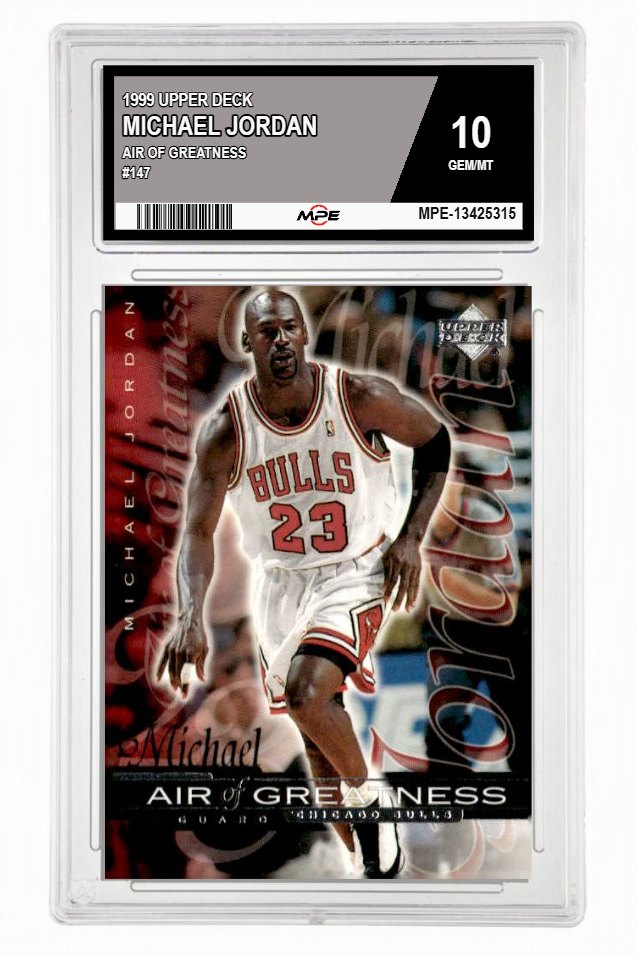 1999 UPPER DECK AIR OF GREATNESS #147 MICHAEL JORDAN MPE 10 GEM/MT — graded card up for auction
