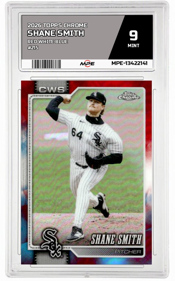 2026 TOPPS CHROME RED WHITE BLUE #215 SHANE SMITH MPE 9 MINT — graded card auctioned from the MPE vault