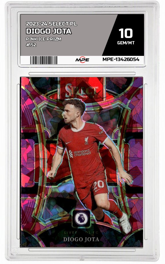 2023-24 SELECT PL PINK ICE PRIZM #152 DIOGO JOTA MPE 10 GEM/MT — graded card auctioned from the MPE vault