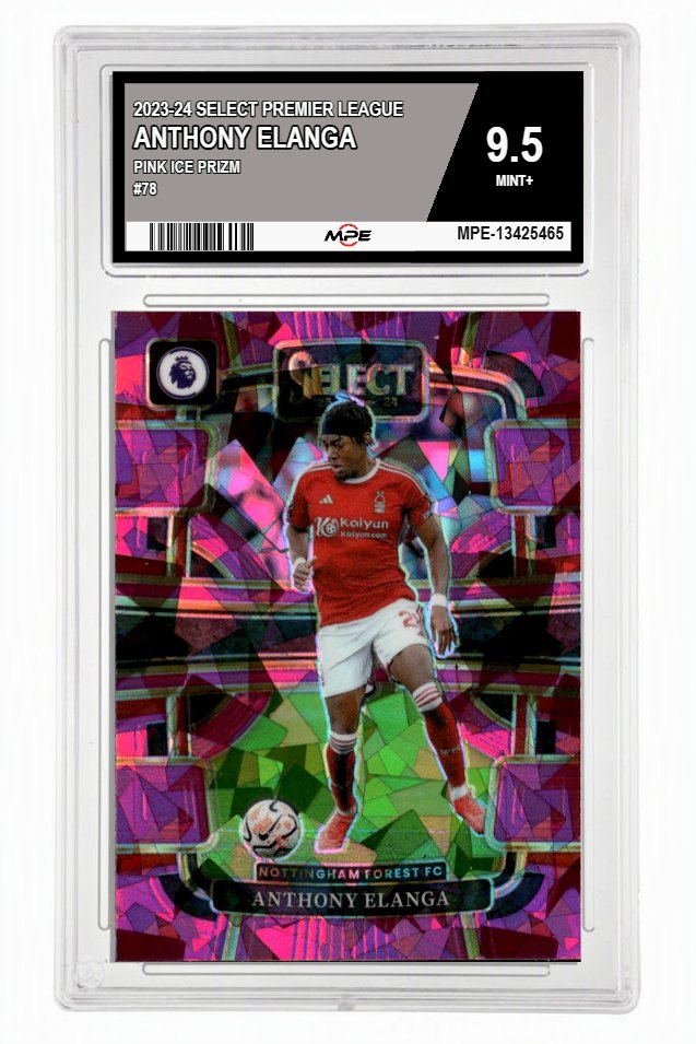 2023-24 SELECT PREMIER LEAGUE PINK ICE PRIZM #78 ANTHONY ELANGA MPE 9.5 MINT+ — graded card up for auction