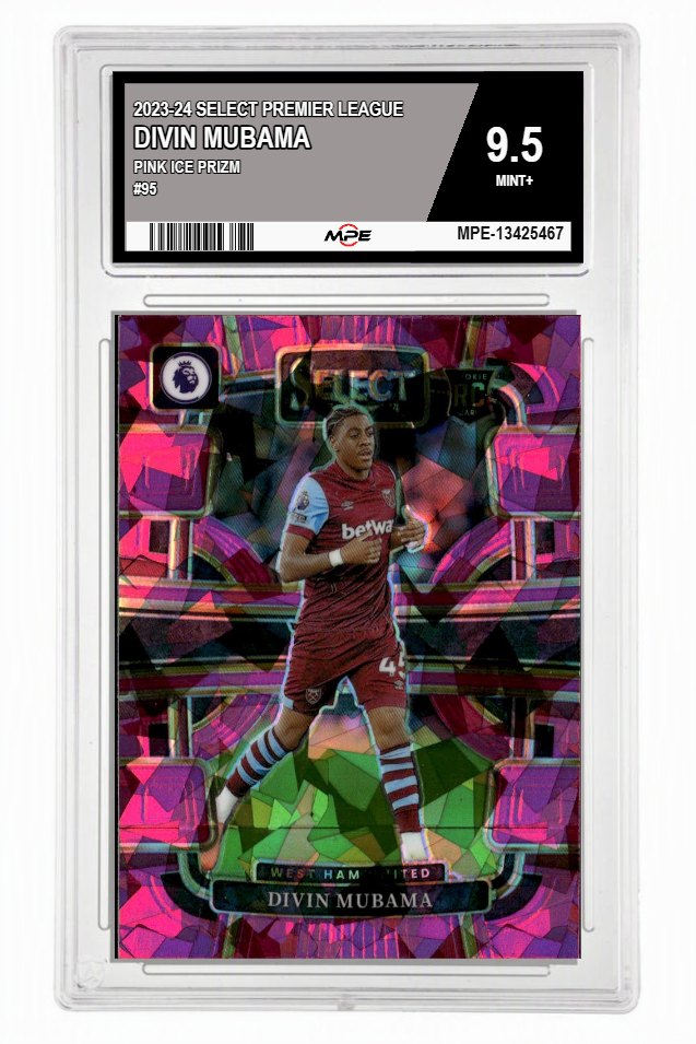 2023-24 SELECT PREMIER LEAGUE PINK ICE PRIZM #95 DIVIN MUBAMA MPE 9.5 MINT+ — graded card up for auction