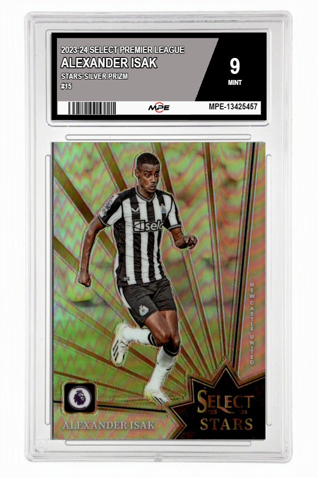 2023-24 SELECT PREMIER LEAGUE STARS-SILVER PRIZM #15 ALEXANDER ISAK MPE 9 MINT — graded card up for auction