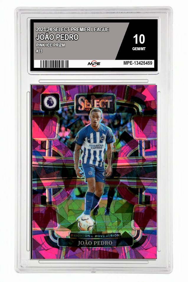 2023-24 SELECT PREMIER LEAGUE PINK ICE PRIZM #23 JOÃO PEDRO MPE 10 GEM/MT — graded card up for auction