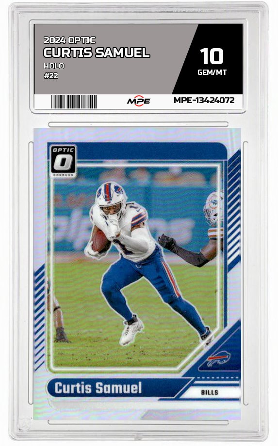 2024 OPTIC HOLO #22 CURTIS SAMUEL MPE 10 GEM/MT — graded card auctioned from the MPE vault