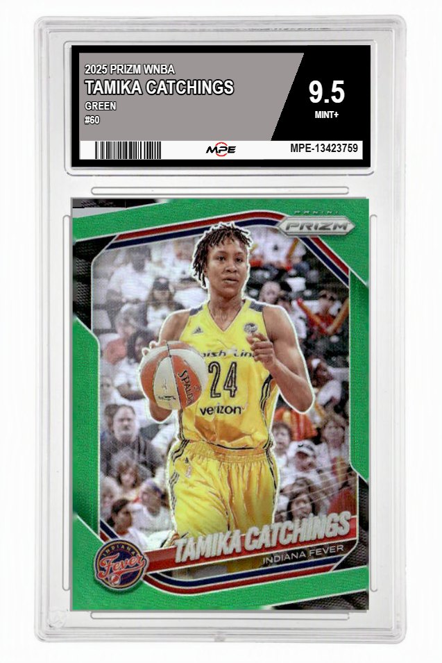 2025 PRIZM WNBA GREEN #60 TAMIKA CATCHINGS MPE 9.5 MINT+ — graded card up for auction