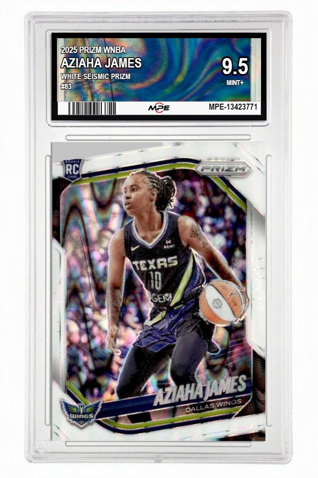 2025 PRIZM WNBA WHITE SEISMIC PRIZM #83 AZIAHA JAMES MPE 9.5 MINT+ — graded card auctioned from the MPE vault