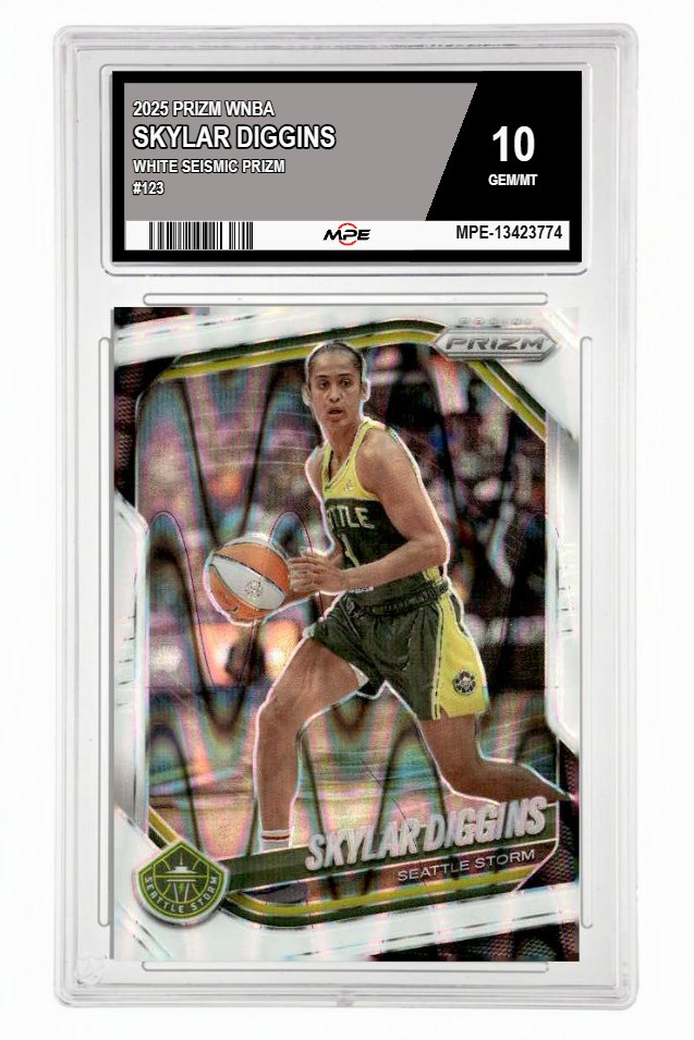 2025 PRIZM WNBA WHITE SEISMIC PRIZM #123 SKYLAR DIGGINS MPE 10 GEM/MT — graded card up for auction