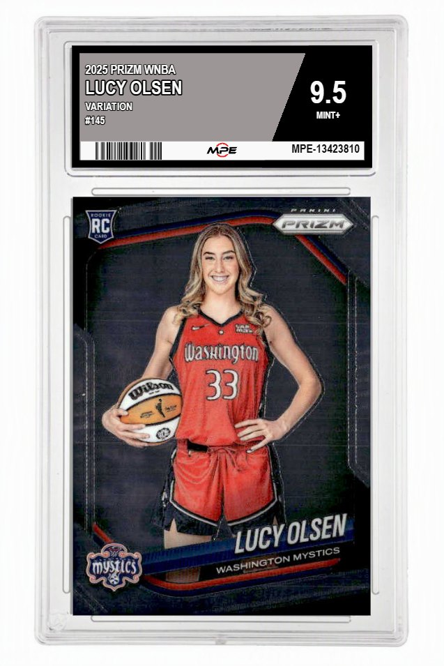 2025 PRIZM WNBA VARIATION #145 LUCY OLSEN MPE 9.5 MINT+ — graded card auctioned from the MPE vault