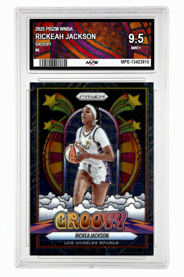 2025 PRIZM WNBA GROOVY #6 RICKEAH JACKSON MPE 9.5 MINT+ — graded card auctioned from the MPE vault