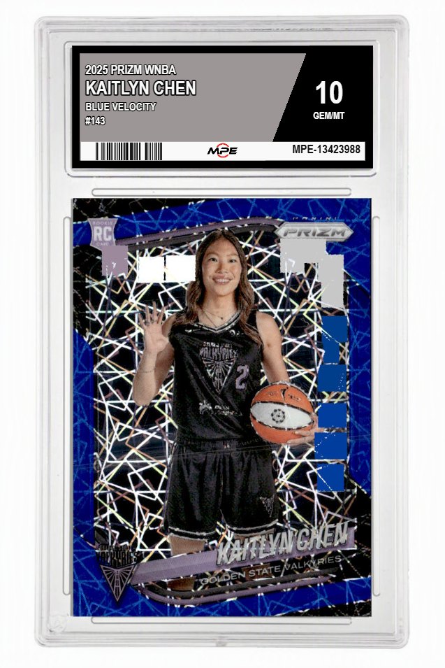 2025 PRIZM WNBA BLUE VELOCITY #143 KAITLYN CHEN MPE 10 GEM/MT — graded card up for auction