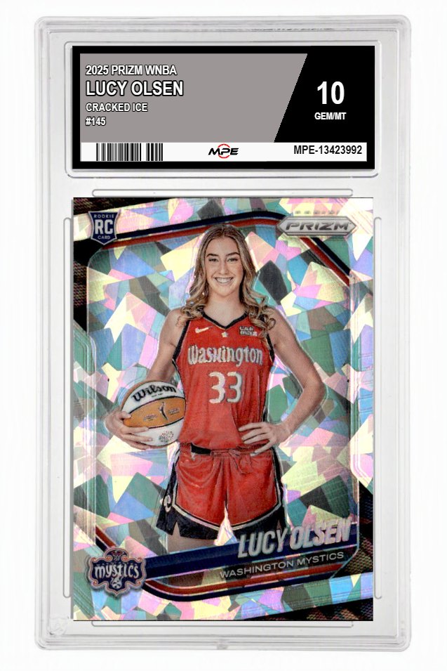 2025 PRIZM WNBA CRACKED ICE #145 LUCY OLSEN MPE 10 GEM/MT — graded card up for auction