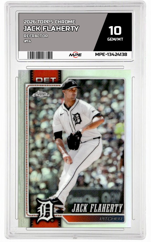 2026 TOPPS CHROME REFRACTOR #14 JACK FLAHERTY MPE 10 GEM/MT — graded card auctioned from the MPE vault