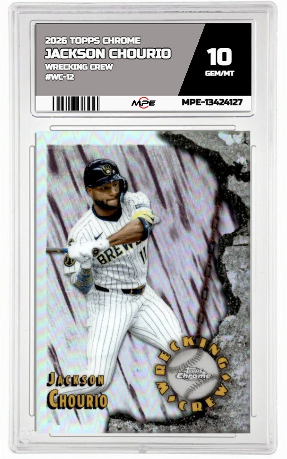 2026 TOPPS CHROME WRECKING CREW #WC-12 JACKSON CHOURIO MPE 10 GEM/MT — graded card auctioned from the MPE vault
