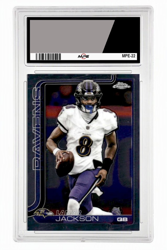 2025 TOPPS CHROME #24 LAMAR JACKSON MPE 9.5 MINT+ — graded card up for auction
