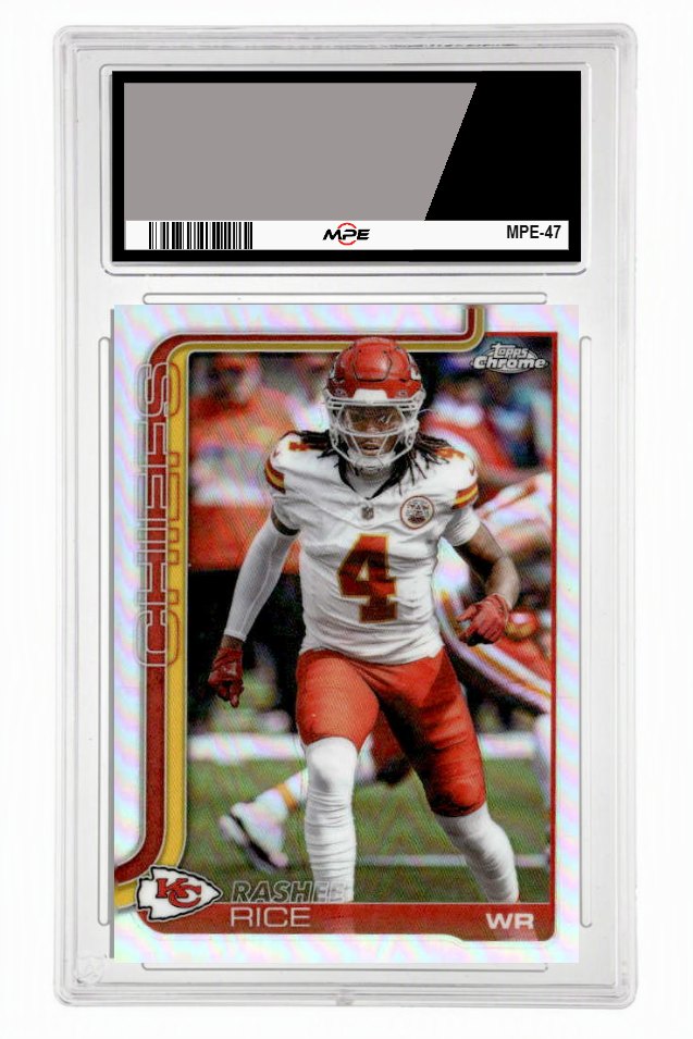 2025 TOPPS CHROME REFRACTOR #147 RASHEE RICE MPE 9.5 MINT+ — graded card up for auction