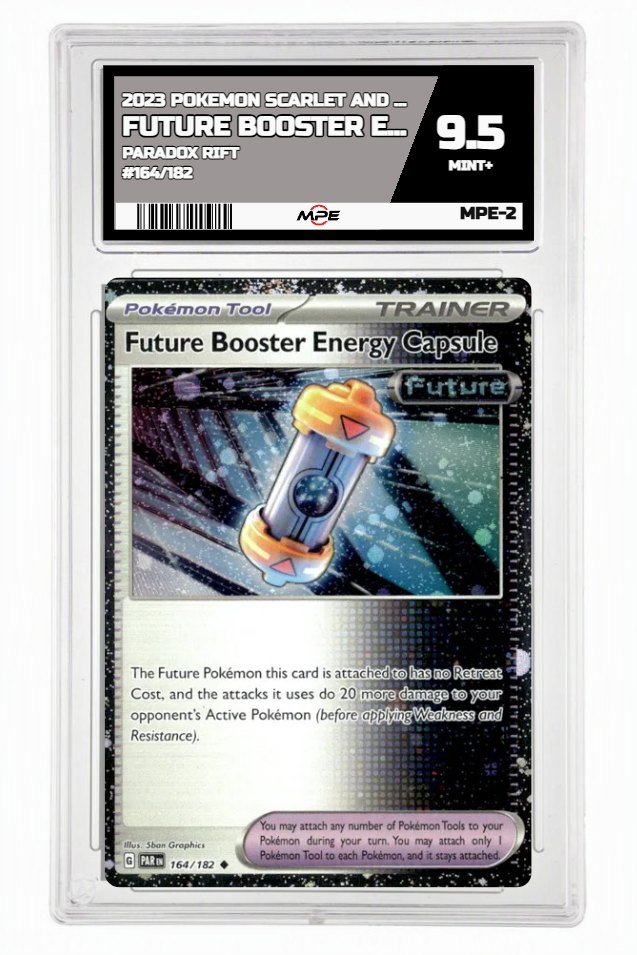 2023 POKEMON SCARLET AND VIOLET PARADOX RIFT #164/182 FUTURE BOOSTER ENERGY MPE 9.5 MINT+ — graded card up for auction