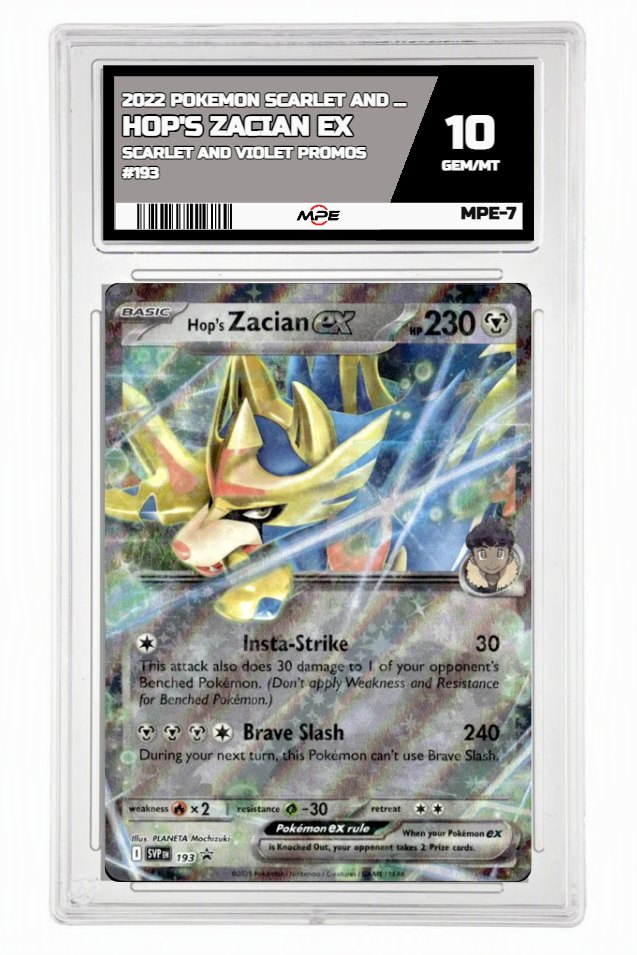 2022 POKEMON SCARLET AND VIOLET SCARLET AND VIOLET PROMOS #193 HOP'S ZACIAN EX MPE 10 GEM/MT — graded card up for auction