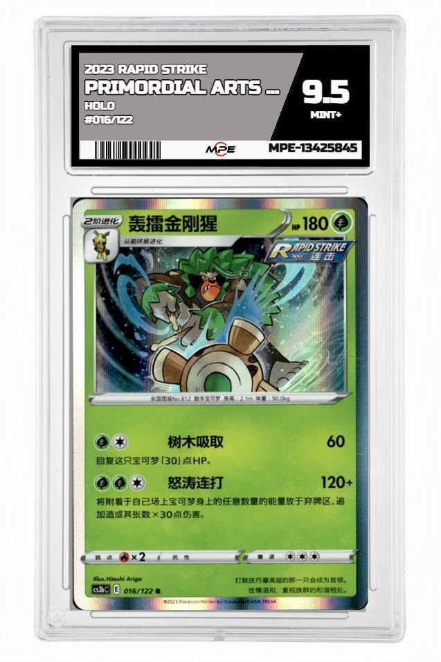 2023 RAPID STRIKE HOLO #016/122 PRIMORDIAL ARTS TORRENT MPE 9.5 MINT+ — graded card auctioned from the MPE vault
