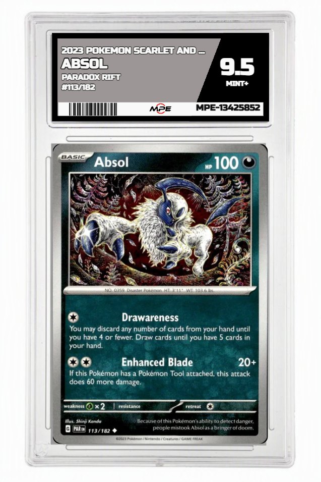 2023 POKEMON SCARLET AND VIOLET PARADOX RIFT #113/182 Absol MPE 9.5 MINT+ — graded card up for auction