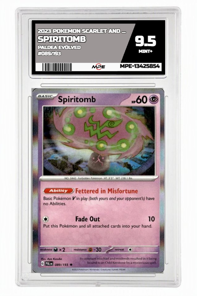 2023 POKEMON SCARLET AND VIOLET PALDEA EVOLVED #089/193 SPIRITOMB MPE 9.5 MINT+ — graded card auctioned from the MPE vault