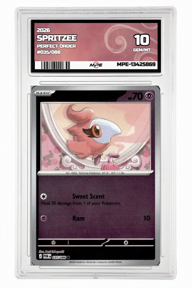 2026 PERFECT ORDER #035/088 SPRITZEE MPE 10 GEM/MT — graded card auctioned from the MPE vault
