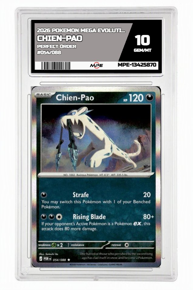 2026 POKEMON MEGA EVOLUTION PERFECT ORDER #054/088 CHIEN-PAO MPE 10 GEM/MT — graded card auctioned from the MPE vault