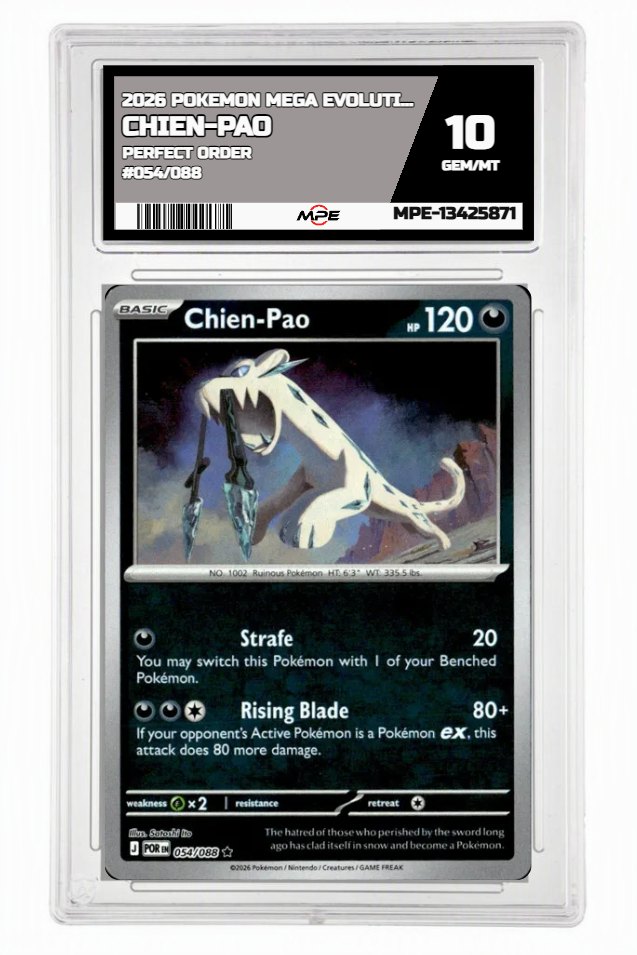 2026 POKEMON MEGA EVOLUTION PERFECT ORDER #054/088 CHIEN-PAO MPE 10 GEM/MT — graded card up for auction