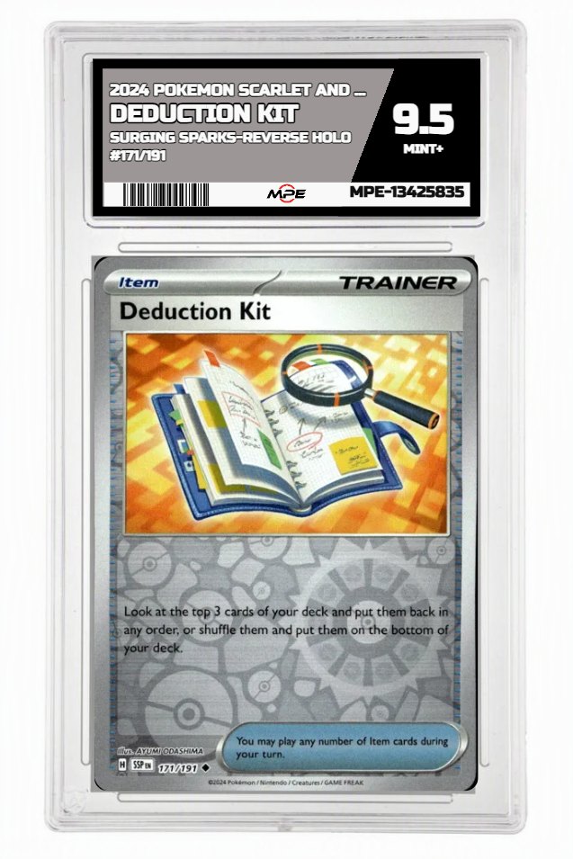 2024 POKEMON SCARLET AND VIOLET SURGING SPARKS-REVERSE HOLO #171/191 Deduction Kit MPE 9.5 MINT+ — graded card auctioned from the MPE vault