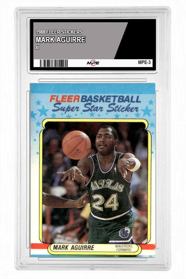 1988 FLEER STICKER #1 MARK AGUIRRE MPE 7 NM — graded card up for auction