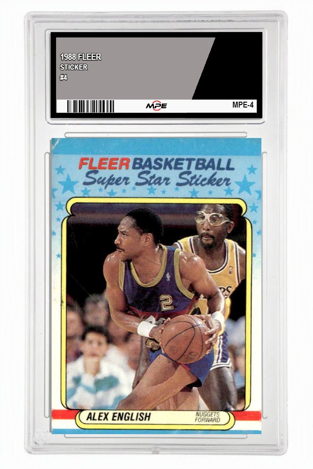 1988 FLEER STICKER #4 ALEX ENGLISH MPE 5 EX — graded card up for auction