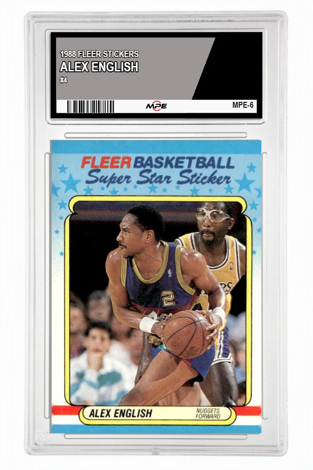 1988 FLEER STICKERS #4 ALEX ENGLISH MPE 7 NM — graded card up for auction