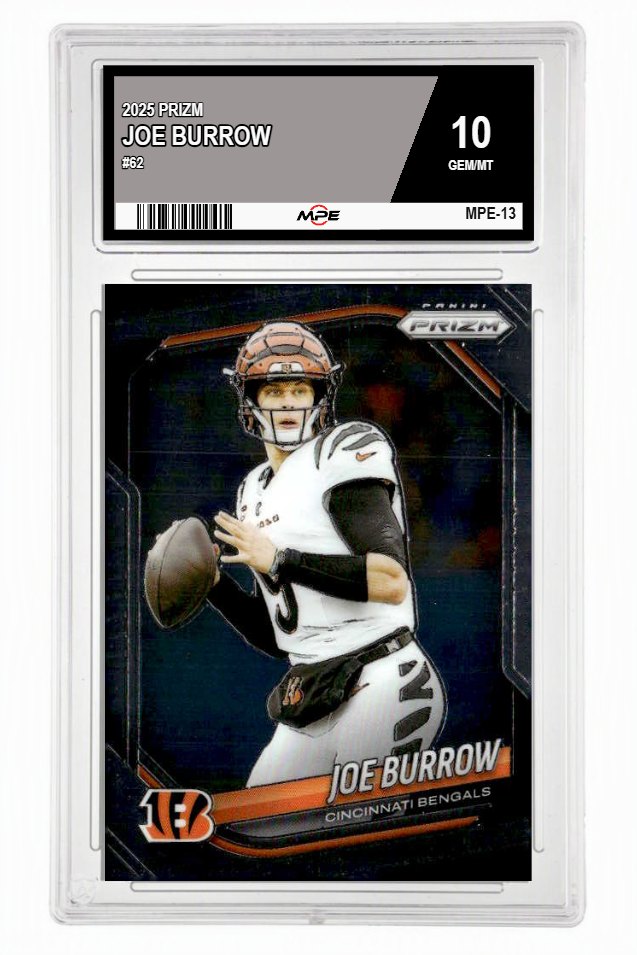 2025 PRIZM #62 JOE BURROW MPE 10 GEM/MT — graded card up for auction