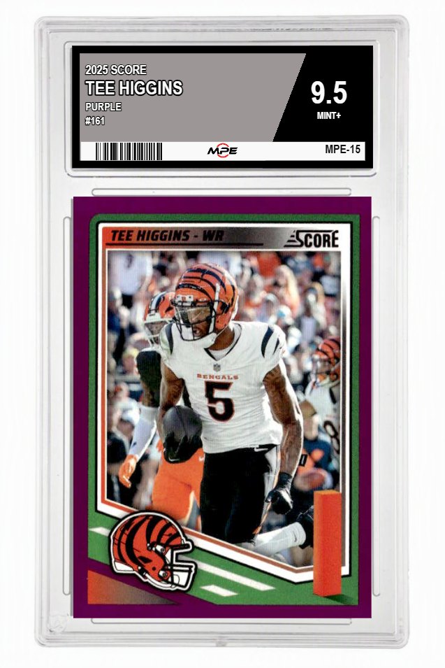 2025 SCORE PURPLE #161 TEE HIGGINS MPE 9.5 MINT+ — graded card up for auction