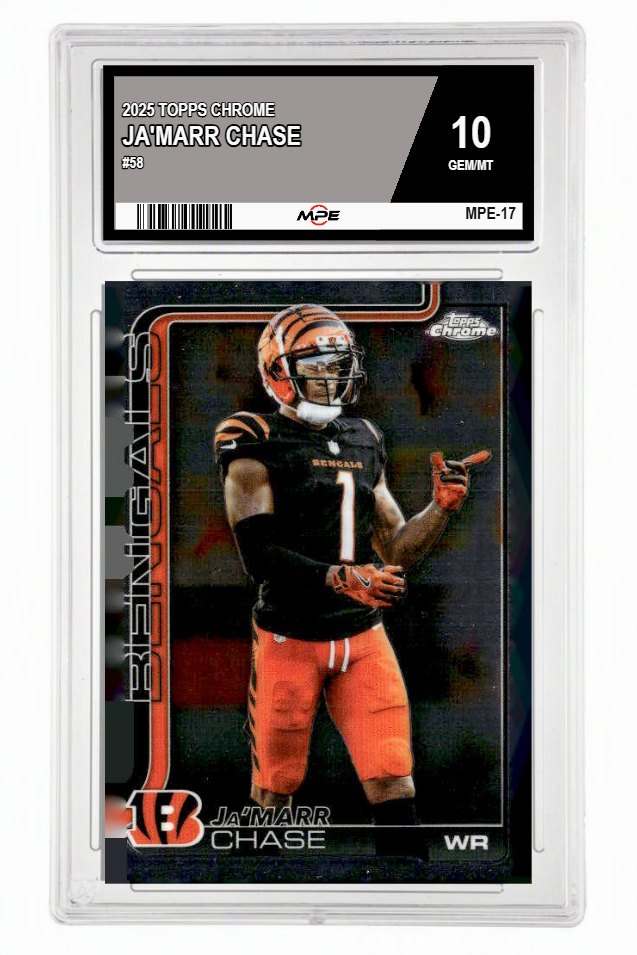 2025 TOPPS CHROME #58 JA'MARR CHASE MPE 10 GEM/MT — graded card up for auction
