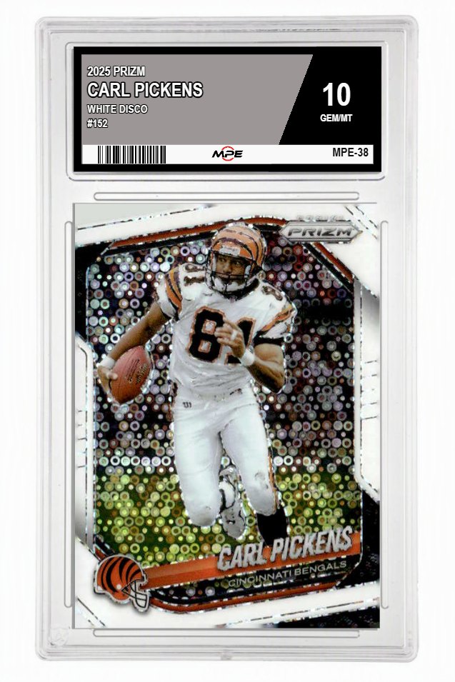 2025 PRIZM WHITE DISCO #152 CARL PICKENS MPE 10 GEM/MT — graded card up for auction