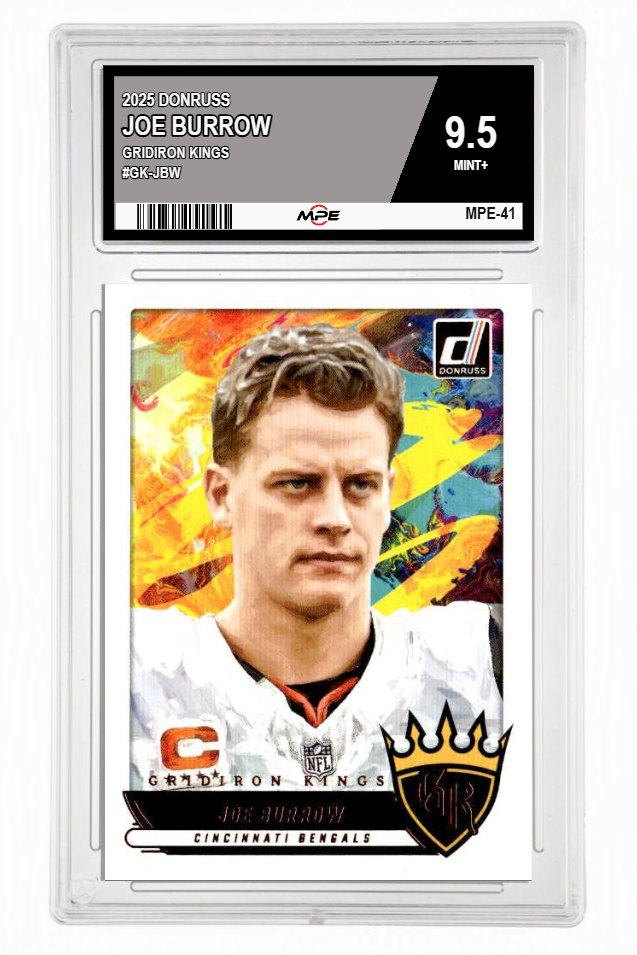 2025 DONRUSS GRIDIRON KINGS #GK-JBW JOE BURROW MPE 9.5 MINT+ — graded card up for auction