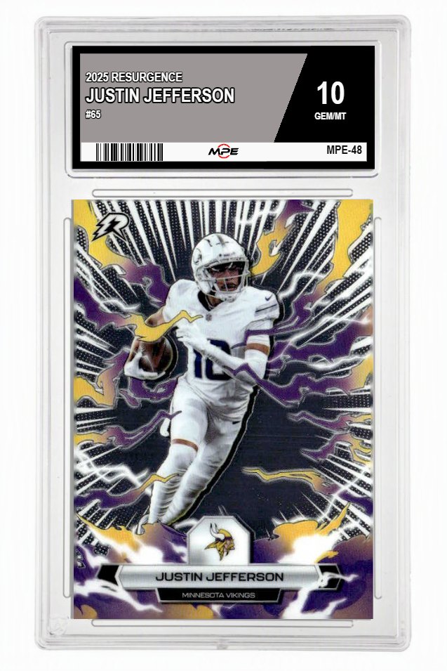 2025 RESURGENCE #65 JUSTIN JEFFERSON MPE 10 GEM/MT — graded card up for auction