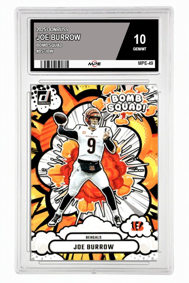 2025 DONRUSS BOMB SQUAD #BS-JBW JOE BURROW MPE 10 GEM/MT — graded card up for auction