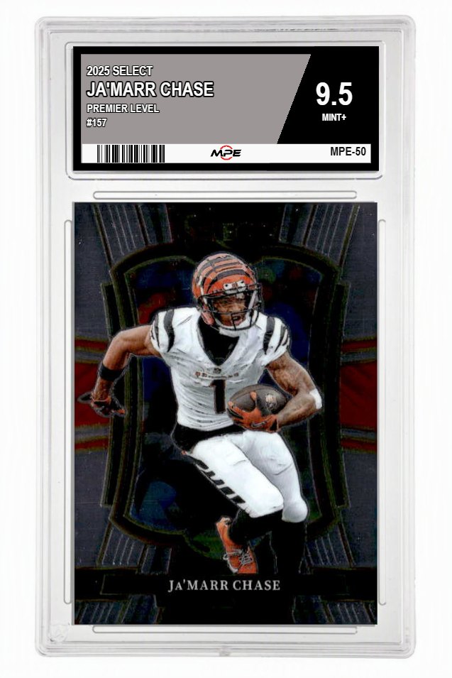 2025 SELECT Premier Level #157 JA'MARR CHASE MPE 9.5 MINT+ — graded card up for auction