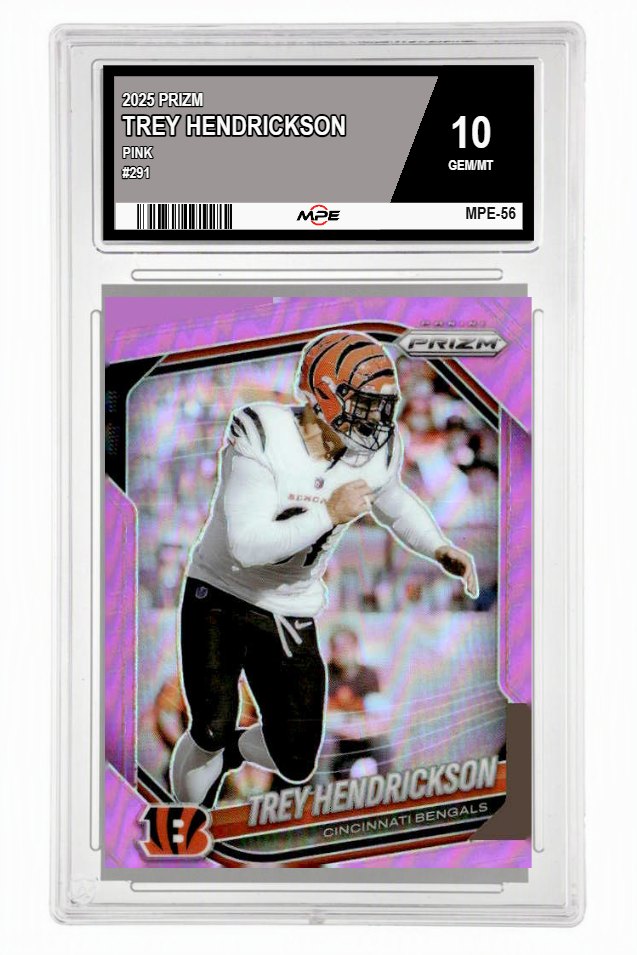 2025 PRIZM PINK #291 TREY HENDRICKSON MPE 10 GEM/MT — graded card up for auction