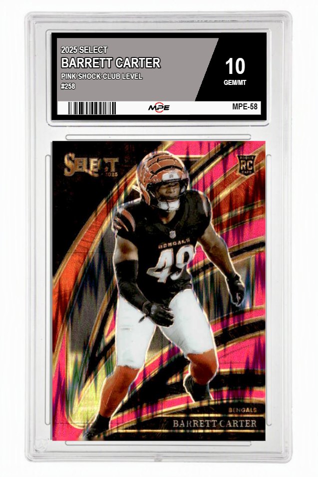 2025 SELECT PINK SHOCK-Club Level #258 BARRETT CARTER MPE 10 GEM/MT — graded card auctioned from the MPE vault